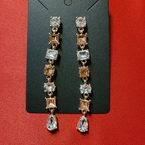 NY& Co. Diamond and Citrine Linear Drop Earrings